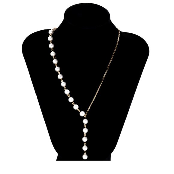 Set of 3 Necklaces Gold Color & Pearl Imitation And pair of earrings - Picture 15 of 16